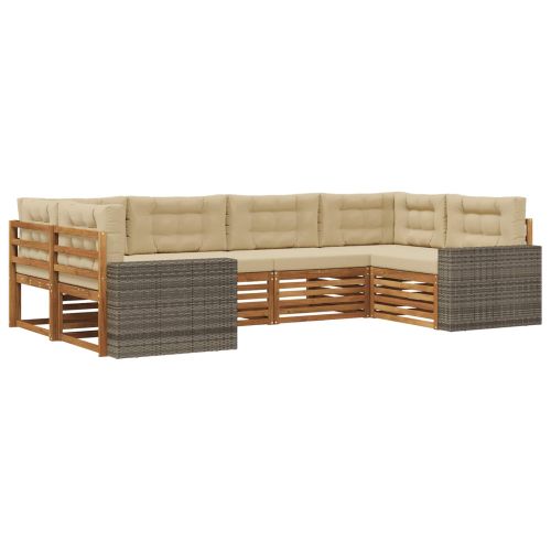 Комплект дивани за открито 6 pcs Натурален и Бежов