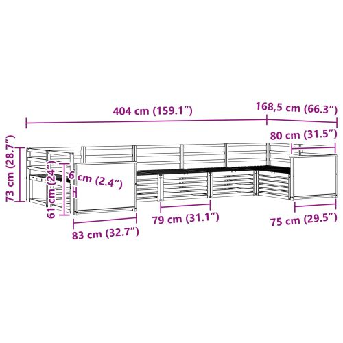 Комплект дивани за открито 7 pcs Натурално