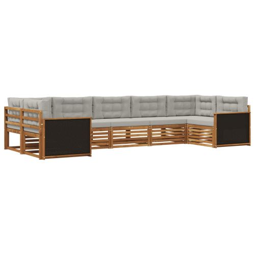 Комплект дивани за открито 7 pcs Натурално и светлосиво