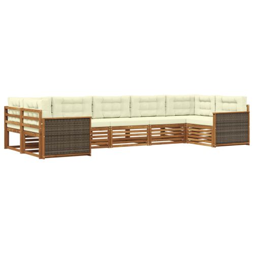 Комплект дивани за открито 7 pcs Натурален и Крема