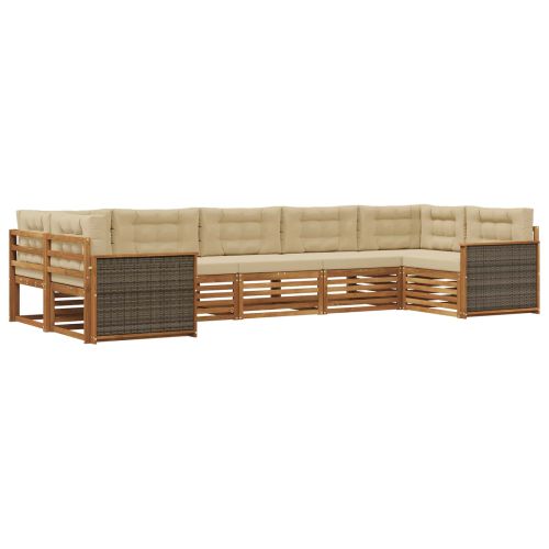 Комплект дивани за открито 7 pcs Натурален и Бежов