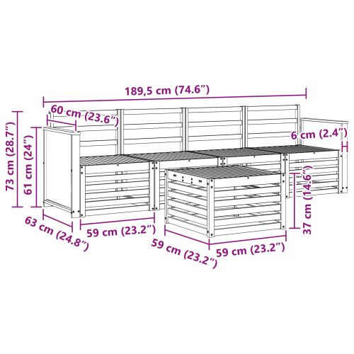Комплект дивани за открито 5 pcs Натурално