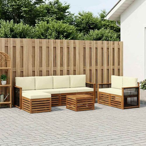 Комплект дивани за открито 7 pcs Натурален и Крема