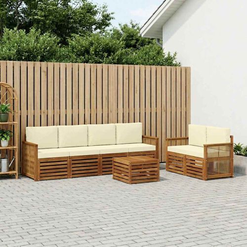 Комплект дивани за открито 7 pcs Натурален и Крема