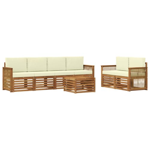 Комплект дивани за открито 7 pcs Натурален и Крема