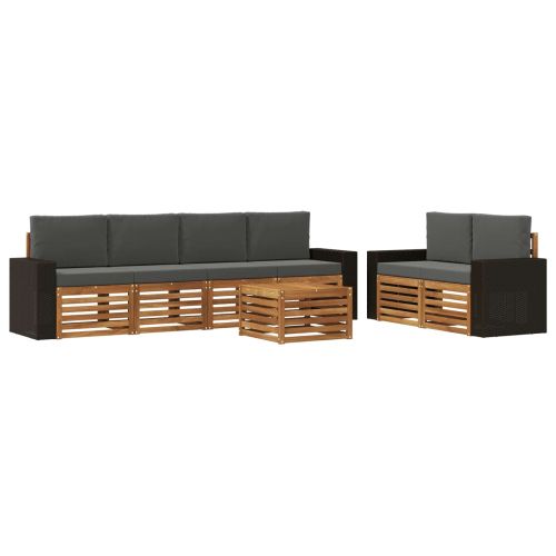 Комплект дивани за открито 7 pcs Натурален и Антрацит