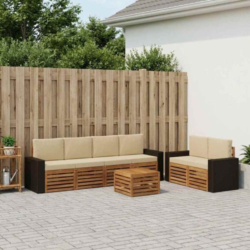 Комплект дивани за открито 7 pcs Натурален и Бежов