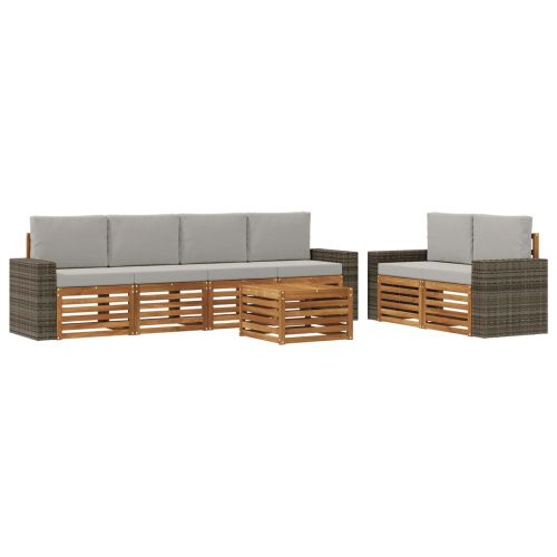 Комплект дивани за открито 7 pcs Натурално и светлосиво