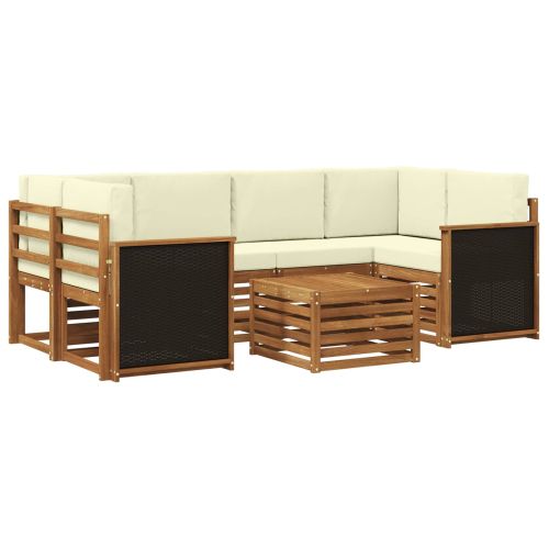 Комплект дивани за открито 7 pcs Натурален и Крема