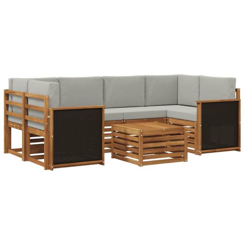 Комплект дивани за открито 7 pcs Натурално и светлосиво