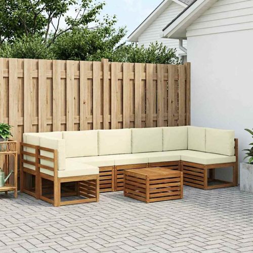 Комплект дивани за открито 8 pcs Натурален и Крема