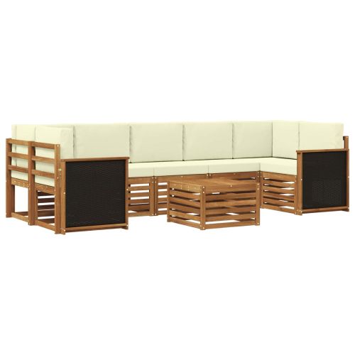 Комплект дивани за открито 8 pcs Натурален и Крема