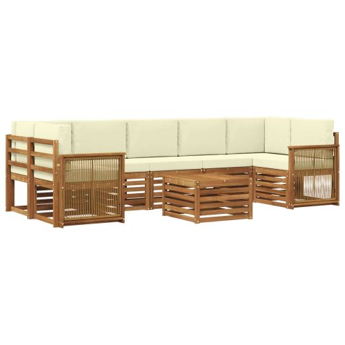 Комплект дивани за открито 8 pcs Натурален и Крема