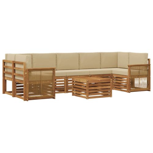 Комплект дивани за открито 8 pcs Натурален и Бежов