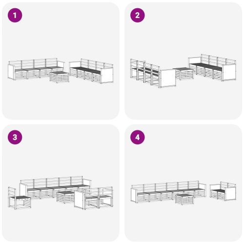 Комплекти дивани 9 pcs Солидно акациево дърво