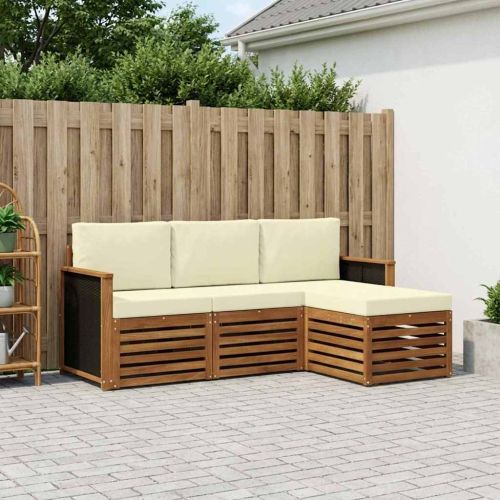 Комплект дивани за открито 4 pcs Натурален и Крема