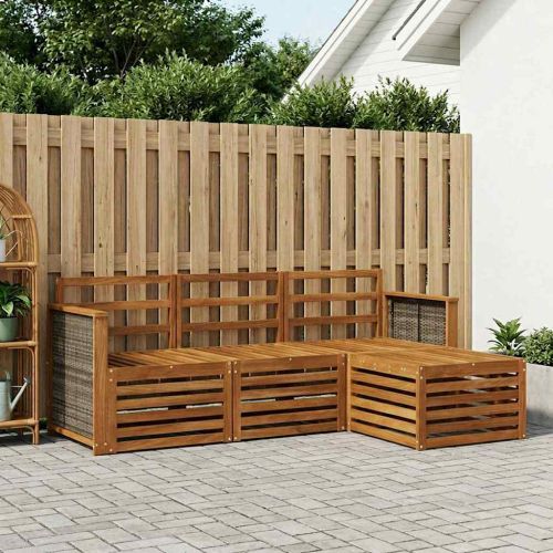 Комплект дивани за открито 4 pcs Натурално