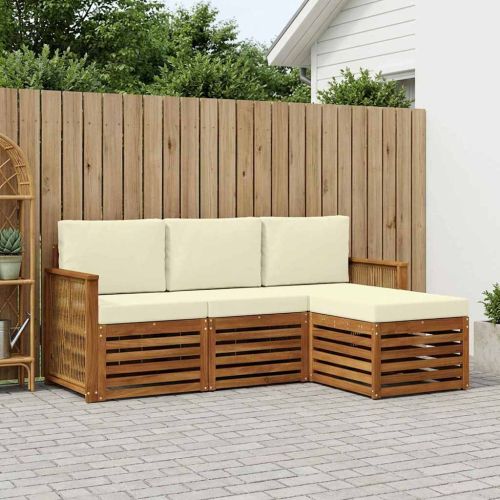 Комплект дивани за открито 4 pcs Натурален и Крема