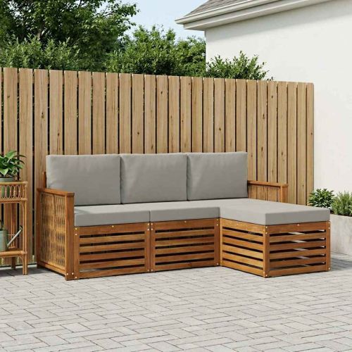 Комплект дивани за открито 4 pcs Натурално и светлосиво