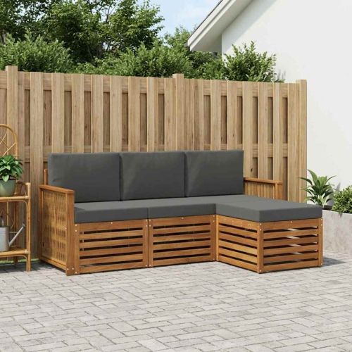 Комплект дивани за открито 4 pcs Натурален и Антрацит
