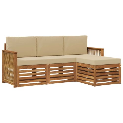 Комплект дивани за открито 4 pcs Натурален и Бежов