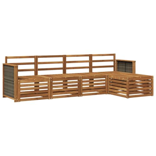 Комплект дивани за открито 5 pcs Натурално