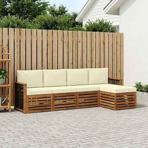 Комплект дивани за открито 5 pcs Натурален и Крема