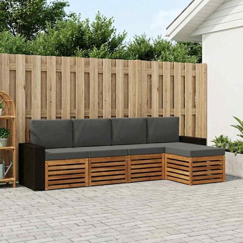 Комплект дивани за открито 5 pcs Натурален и Антрацит