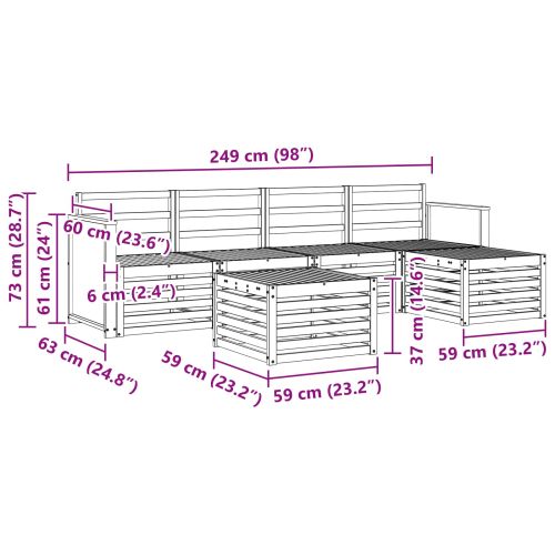 Комплект дивани за открито 6 pcs Натурално