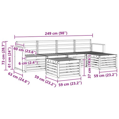 Комплект дивани за открито 6 pcs Натурално