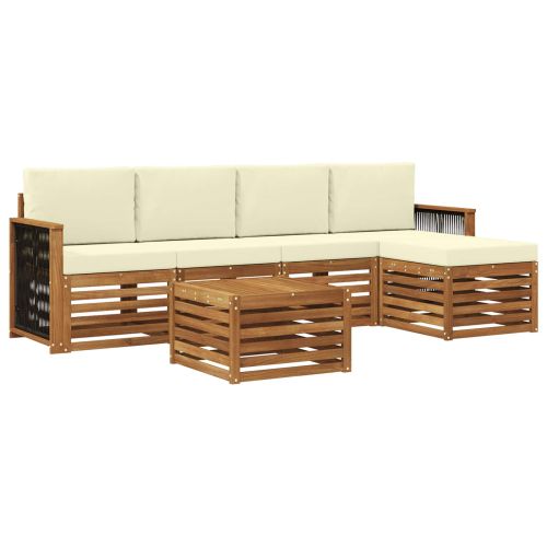 Комплект дивани за открито 6 pcs Натурален и Крема