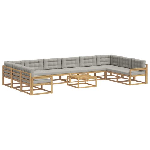 Комплект дивани за открито 11 pcs Бяло и светлосиво