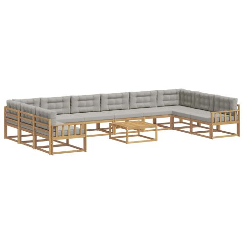 Комплект дивани за открито 11 pcs Бяло и светлосиво