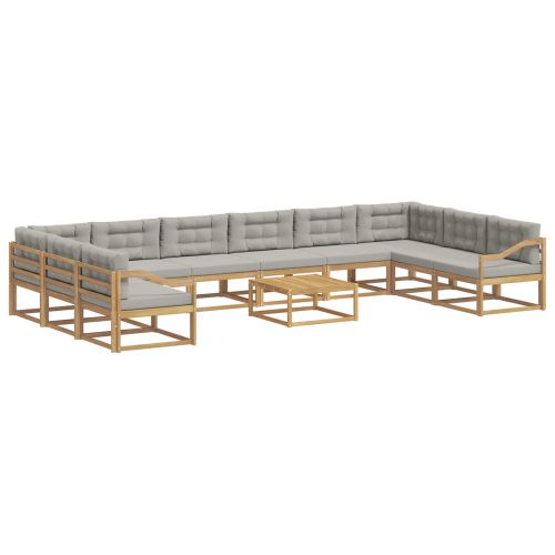 Комплект дивани за открито 11 pcs Бяло и светлосиво