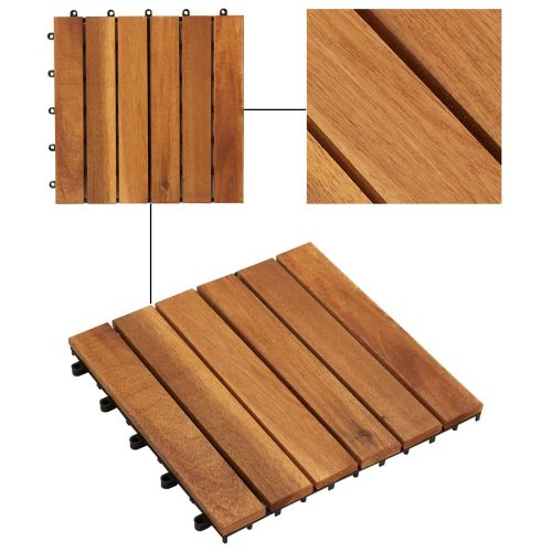 Плочка за decking 20 бр. Кафяво 30 x 30 cm Дърво от Акация