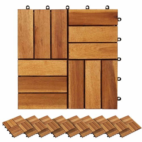 Плочка за decking 30 pcs Кафяво 30 x 30 cm Дърво от Акация