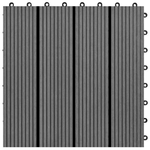 Плочка за decking 22 pcs Сиво 30 x 30 cm WPC