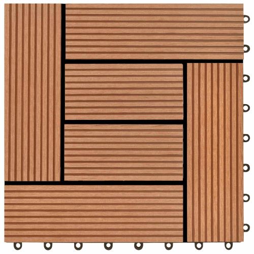 Плочка за decking 22 pcs Кафяво 30 x 30 cm WPC