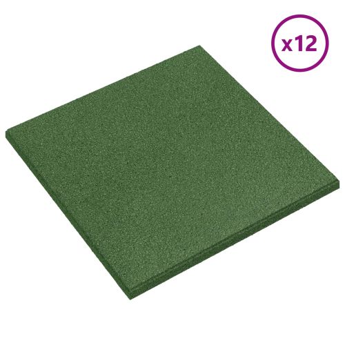 Плочки за защита при падане 12 pcs Зелено 50 x 50 cm Каучук