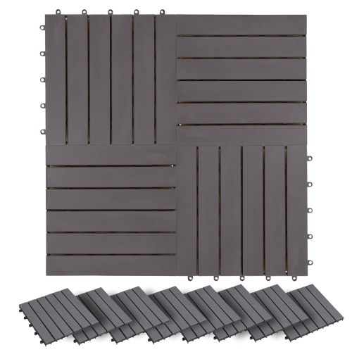 Плочка за decking 30 pcs Сиво 30 x 30 cm Дърво от Акация