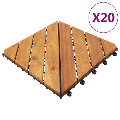 Плочка за decking 20 pcs Кафяво 30 x 30 cm Дърво от Акация