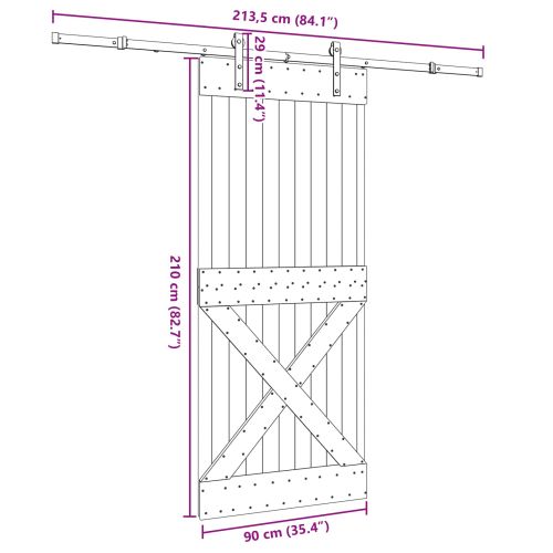 Преплъзваща се врата NARVIK 90 x 210 см (213,5 см)