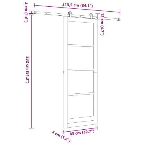 Преплъзваща се врата ORKDAL 83 x 232 см Бяло