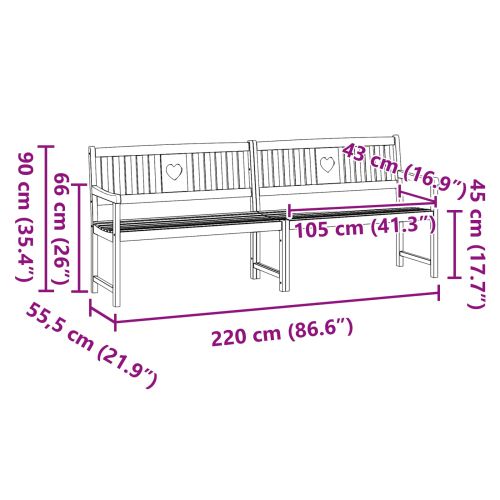 Външна пейка Натурално 220 x 55,5 x 90 см