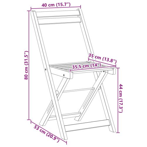 Сгъваеми градински столове 4 pcs Натурално 40 x 53 x 80 см
