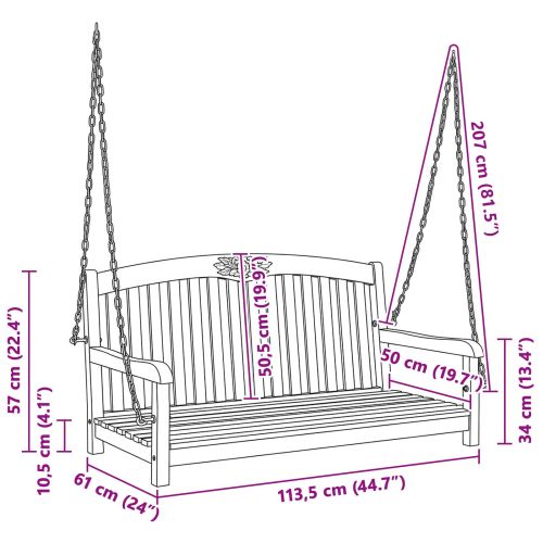 Лавица с люлка Натурално 114 x 61 x 61,5 см