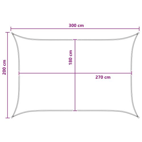 Слънцезащитен плат 2 x 3 m HDPE Правоъгълна Антрацит и бяло