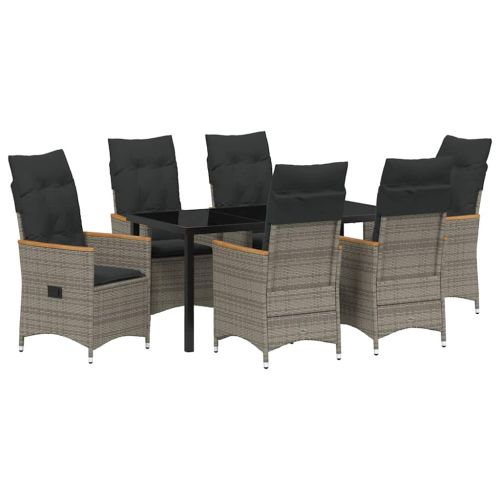 Комплект за хранене в градината 7 pcs Сив полиратан