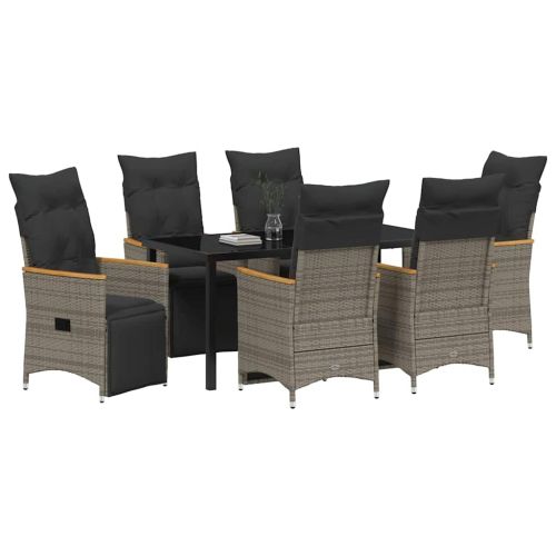 Комплект за хранене в градината 7 pcs Сив полиратан