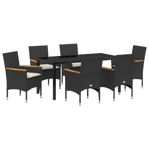 Комплект за хранене в градината 7 pcs Черно полиратан